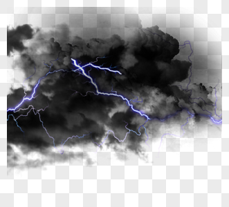 阴天线性闪电黑色质感乌云图片