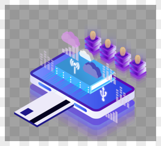 电子支付等距2.5d效果移动手机元素高清图片