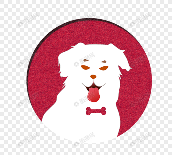 红色狗图标矢量风格可爱卡通狗头像图片