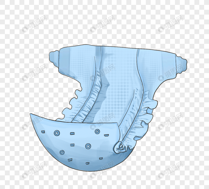 手绘蓝色婴儿纸尿裤