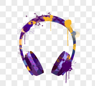 深紫色油漆溅耳机图片