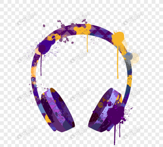 深紫色油漆溅耳机图片