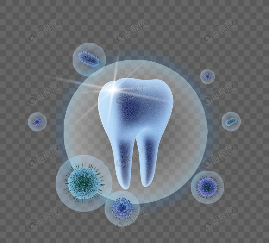 细菌围绕三维牙齿图片