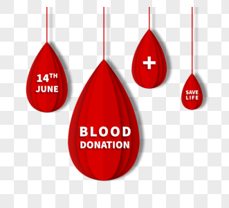 世界献血日剪纸风格血滴图片
