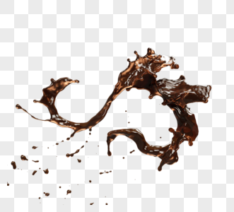 立体飞舞咖啡液体3d元素图片