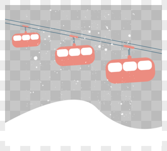 动画片雪山浅红色缆车例证图片