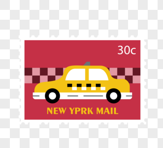 红色复古纽约纪念邮票高清图片