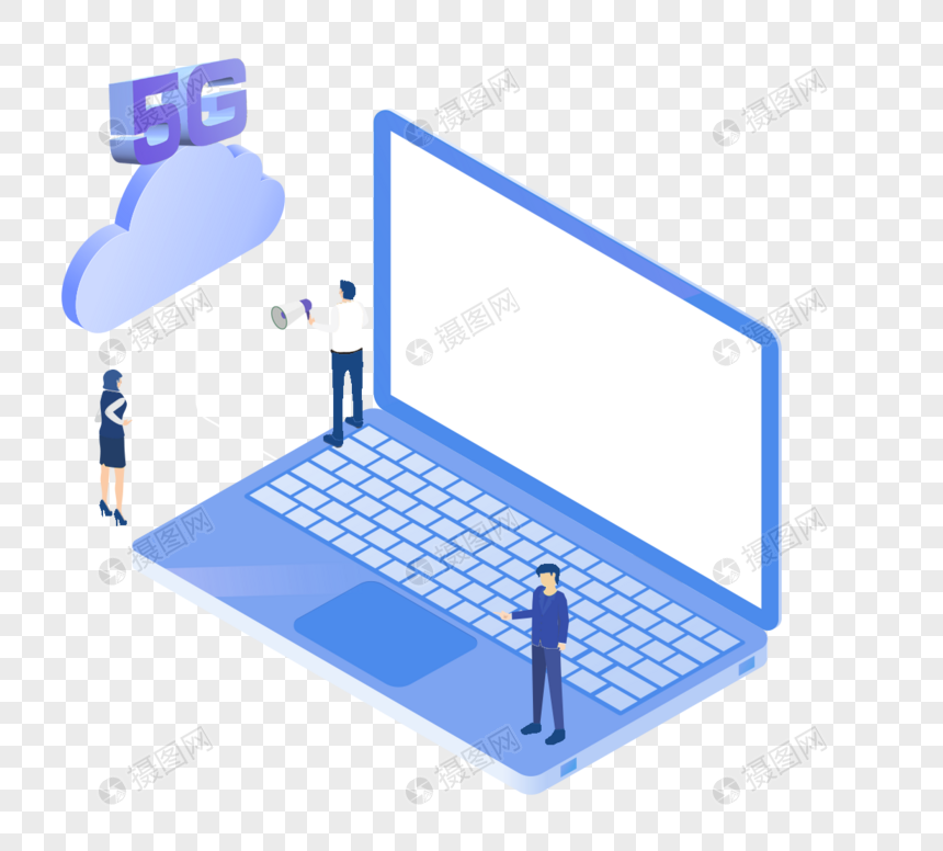 卡通5G互联网计算机场景图片