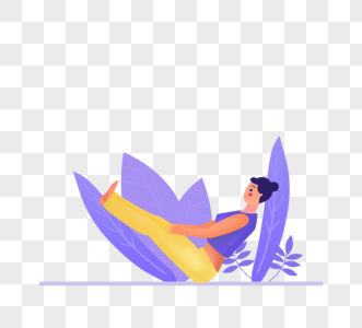 手绘瑜伽运动紫色图片