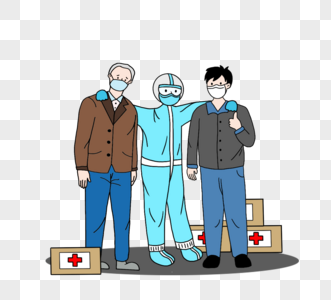 卡通手绘医护人员加油箱子图片