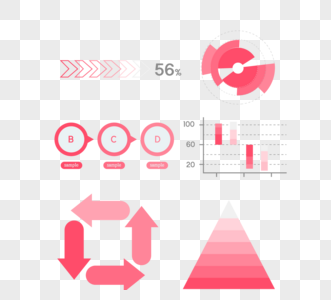 红色趋势色商务可视化图标组图高清图片