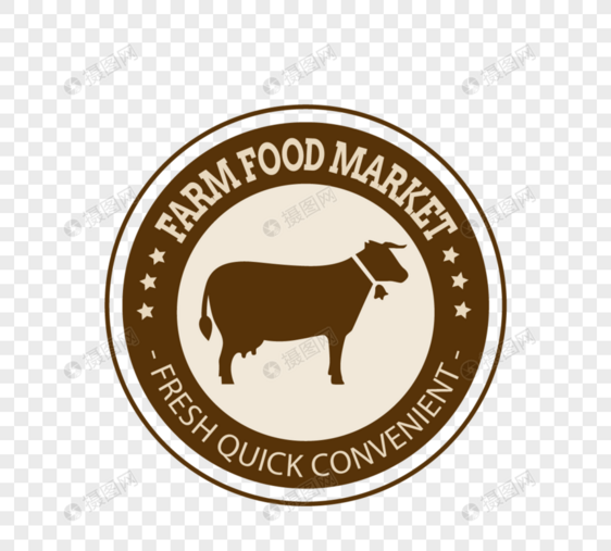 复古圆形创意农场超市禽类牛羊肉标签图片