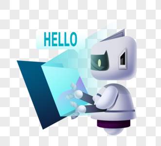 蓝色电脑智能机器人图片