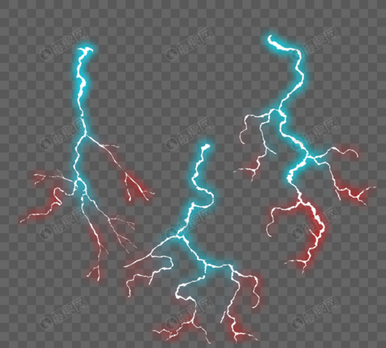 蓝色渐变光效闪电组图图片