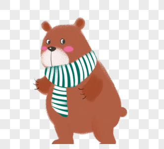 戴围巾可爱棕熊高清图片