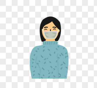 女性防疫隔离工作戴口罩图片