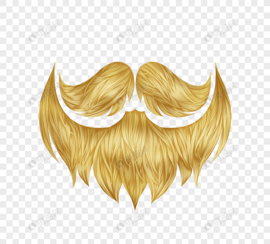 手绘胡子金色胡子造型元素素材下载 正版素材 摄图网