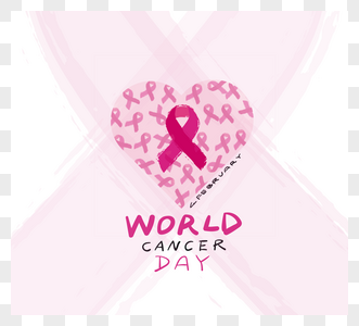 粉色手绘世界癌症日创意元素图片