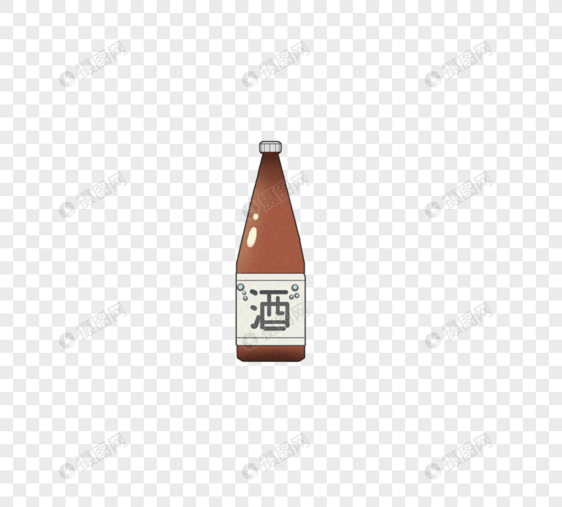 暗橙色日本清酒平面元素图片