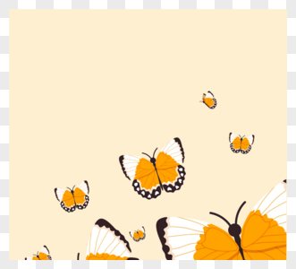 橘色蝴蝶边框矢量素材图片