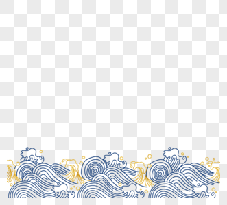 简约日式古典海浪波纹装饰图片
