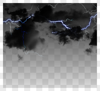 手绘强光闪电黑色厚重感乌云图片