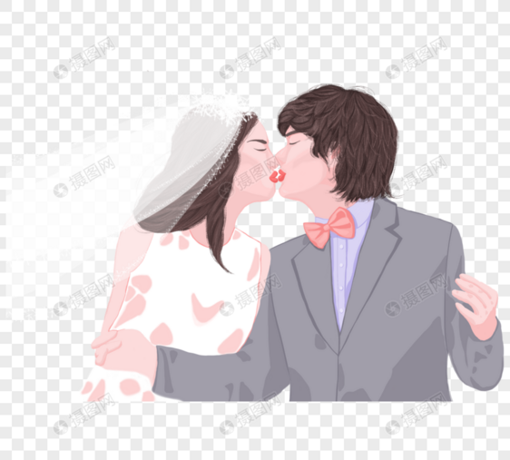 新娘和新郎一个吻图片