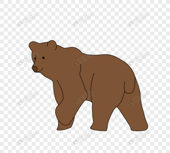卡通手绘野生动物棕熊图片