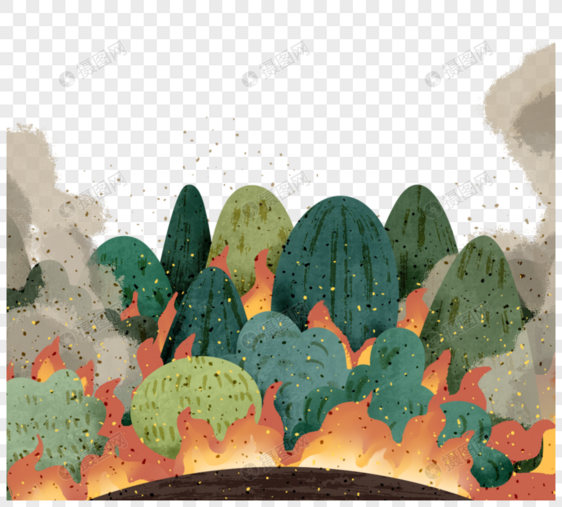 卡通手绘山火元素图片
