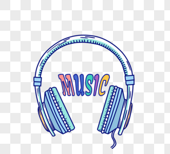 抽象蓝色线稿耳机图片素材