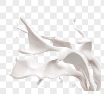 3d飞散牛奶立体元素图片