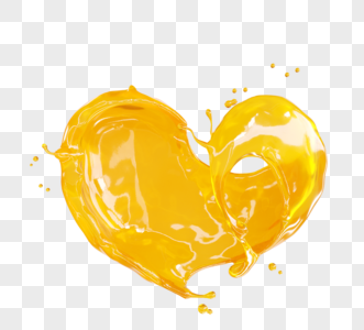 爱心橙汁液体3d元素图片