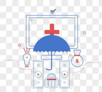 蓝色红色网络财产安全ui图标高清图片