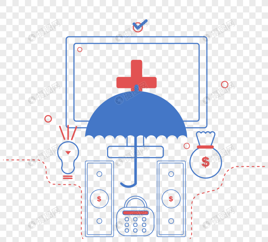 蓝色红色网络财产安全ui图标图片