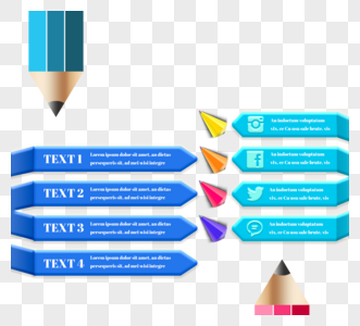 蓝色商务信息铅笔信息图图片