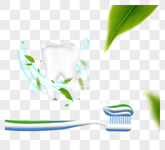 清新叶子牙膏牙刷牙龈护理图片