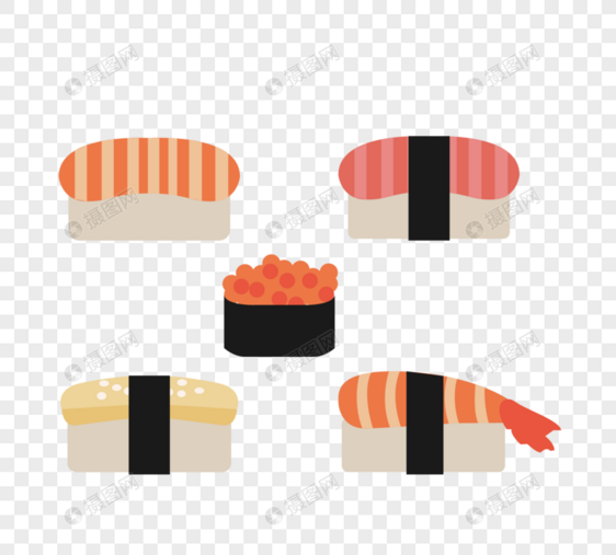 日本三文鱼甜虾寿司创意元素图片