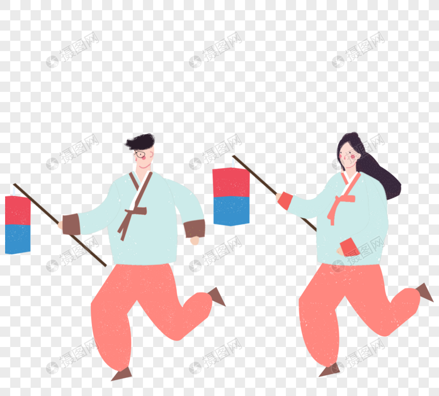 动画片手画男性和女性灯笼元素元素素材下载 正版素材 摄图网