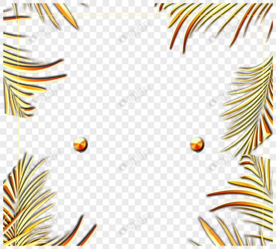 金色质感热带植物几何边框图片