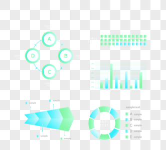 绿色渐变趋势色商务可视化图标组图图片