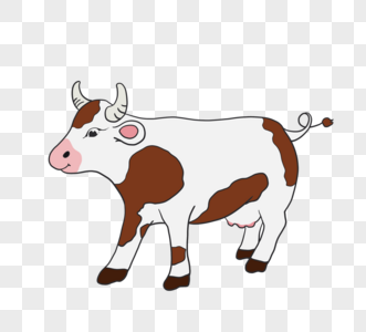 可爱卡通奶牛卡通手绘牛素材