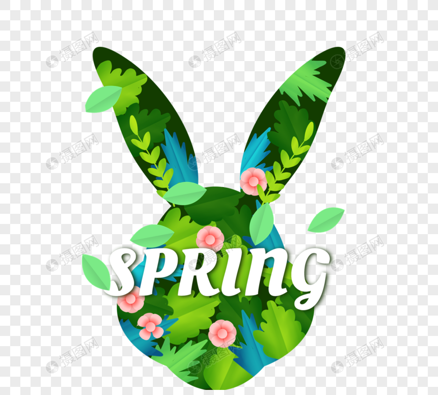 兔子创意春季花卉主题装饰图片