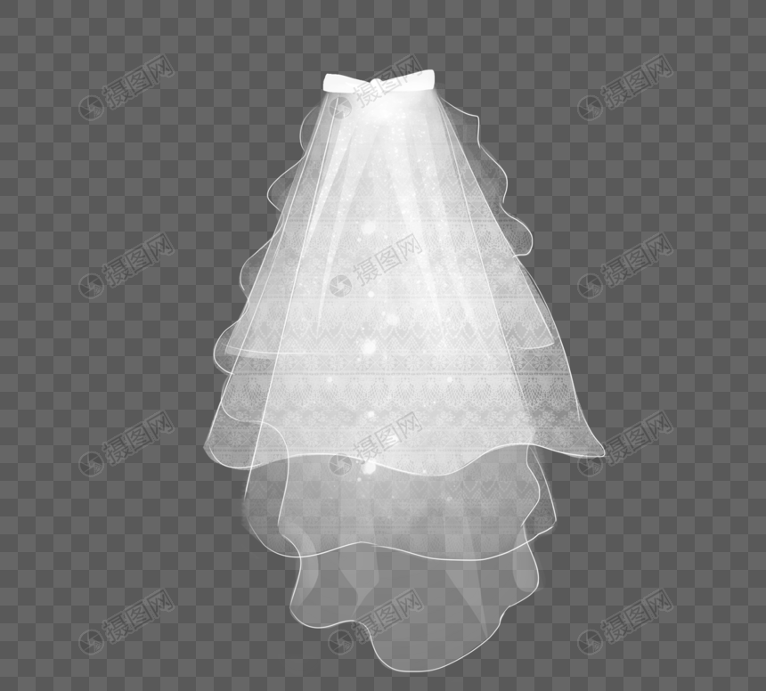 漂亮手绘新娘头纱