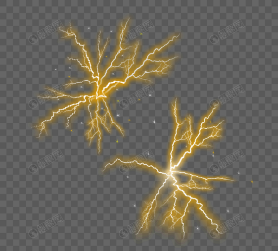 金黄色光效闪电炸裂效果图片