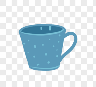 手绘蓝色卡通可爱茶杯图片素材