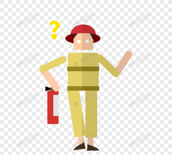 扁平人物卡通人物消防员图片