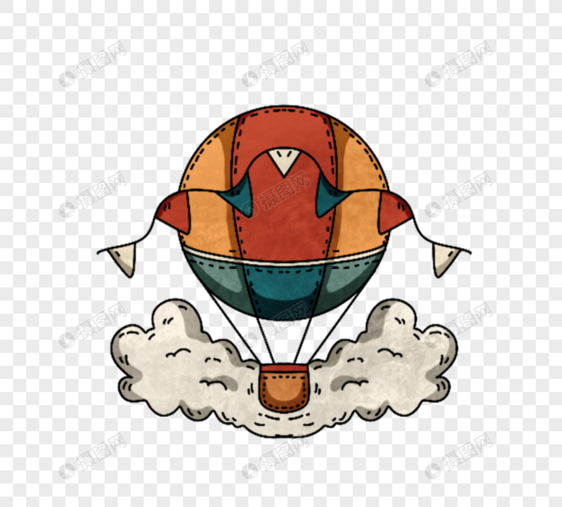 卡通扁平装饰热气球图片