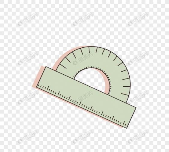 绿色量角器直尺图片