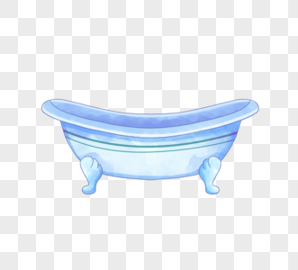 蓝色扁平化洗澡浴盆手绘图片