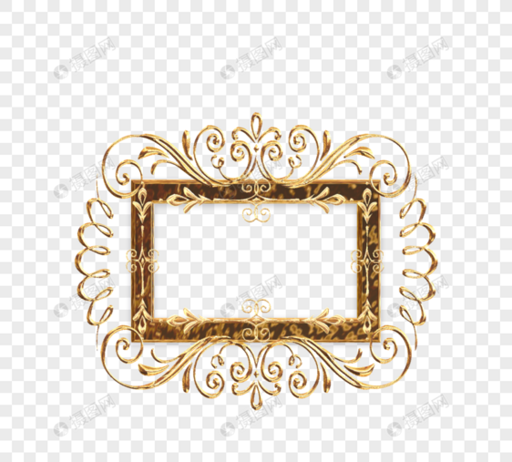长方形矢量金属花纹金色金属框图片